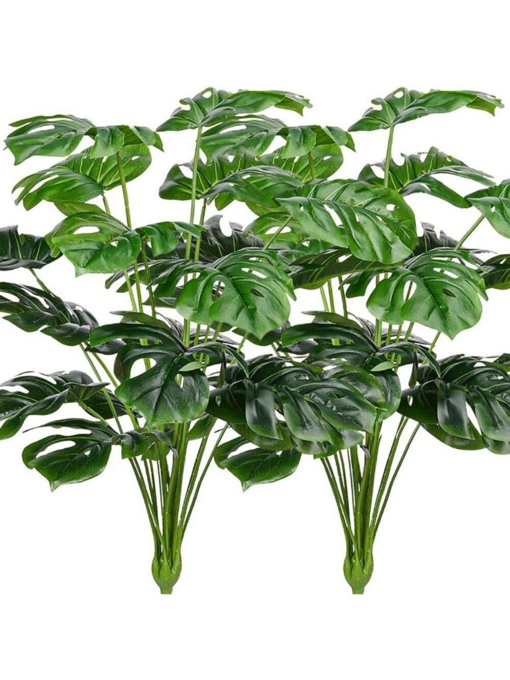 Tropical Faux Palm Leaves - Large Monstera & Turtle Leaf, UV Resistant, 2 Pcs